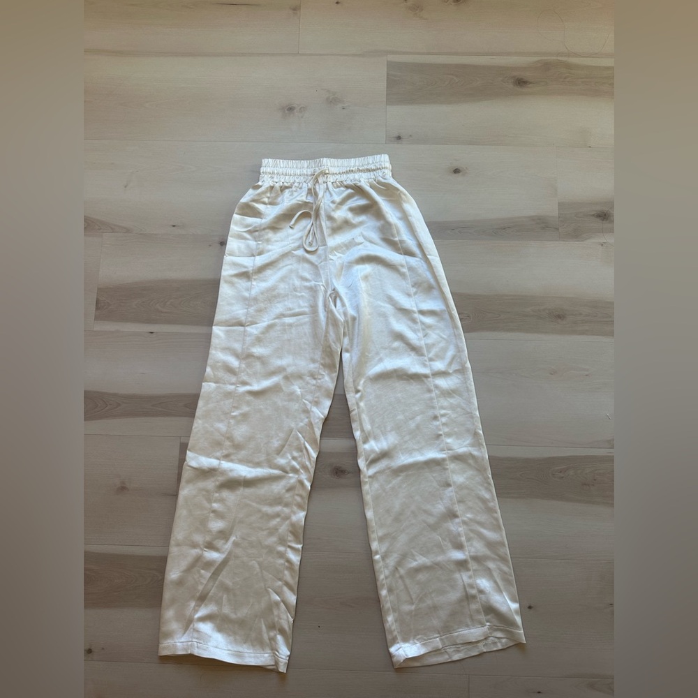 White Satin Pants